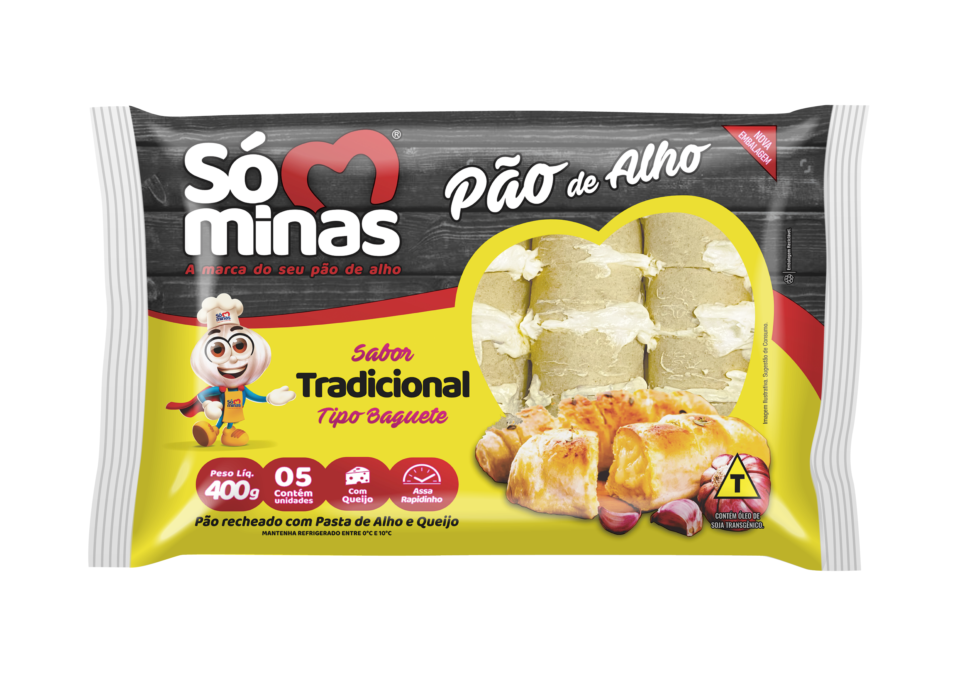 10PÃO DE ALHO BAGUETE TRADICIONAL 12X400G 