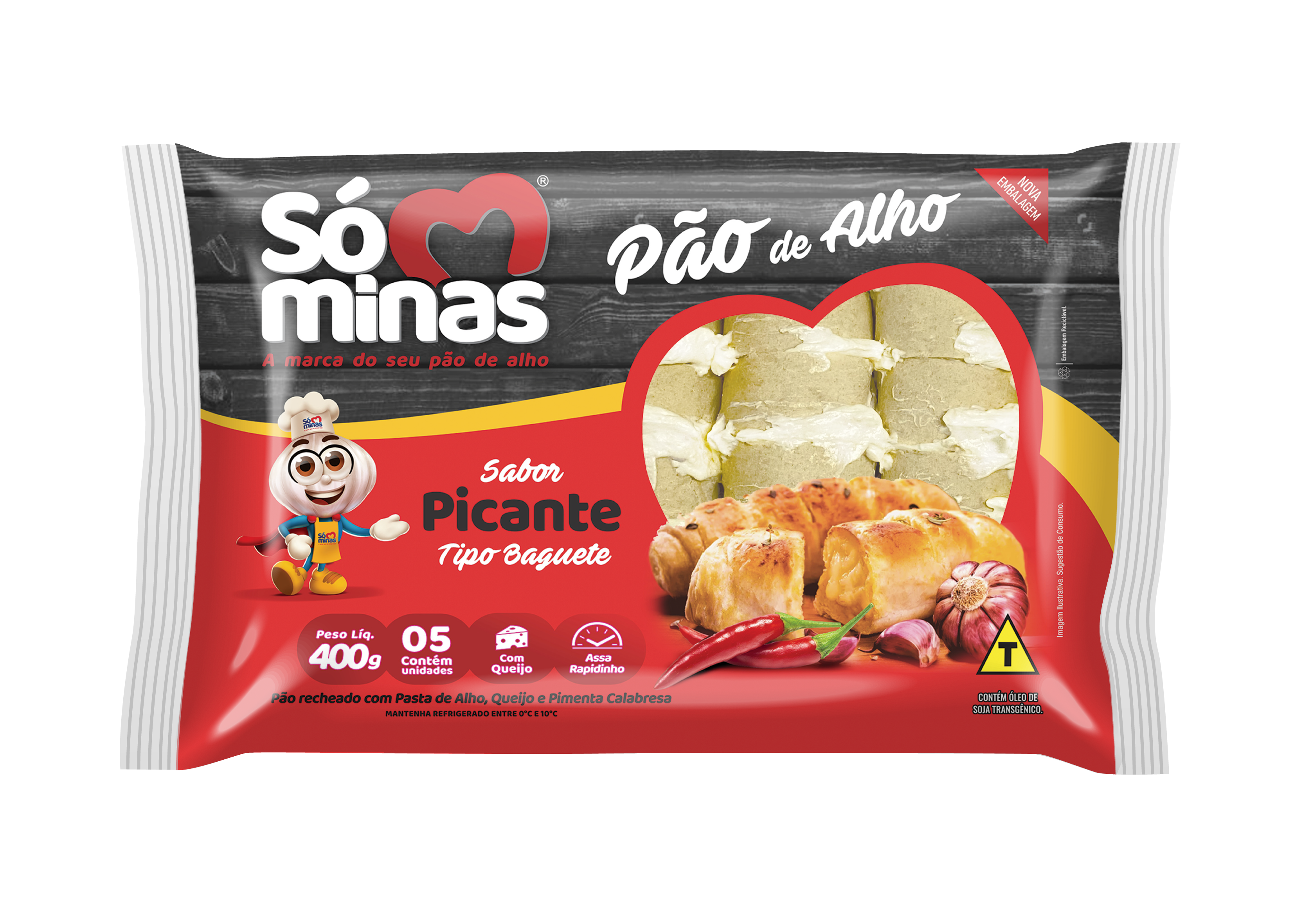 PÃO DE ALHO BAGUETE PICANTE 12X400G 